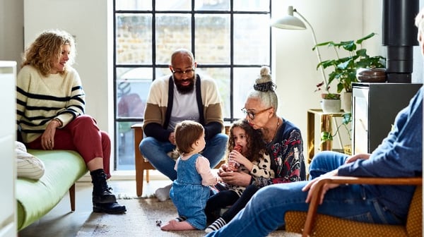 Several generations of a family sitting together