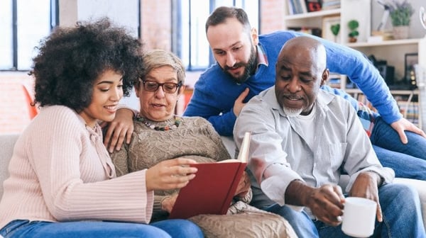 Senior parents and children spending time together