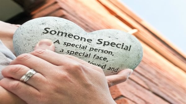 Special words on heart stone